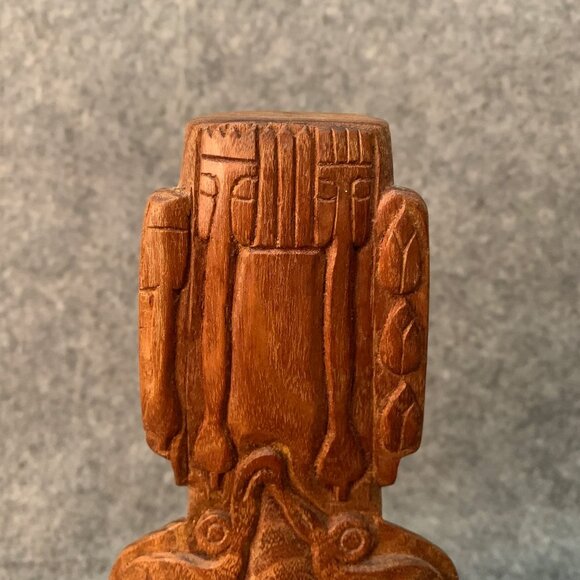 Vintage Easter Island Moai Rapa Nui Figure Hand Carved Wooden Statue Sculpture - Picture 11 of 12
